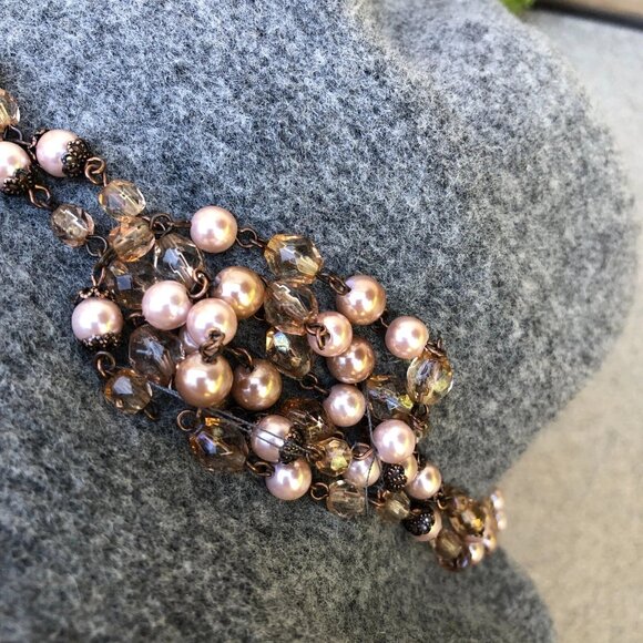 Wool Blend Fedora Felt Hat Women's One Size Grey Cap Beads - Picture 6 of 8